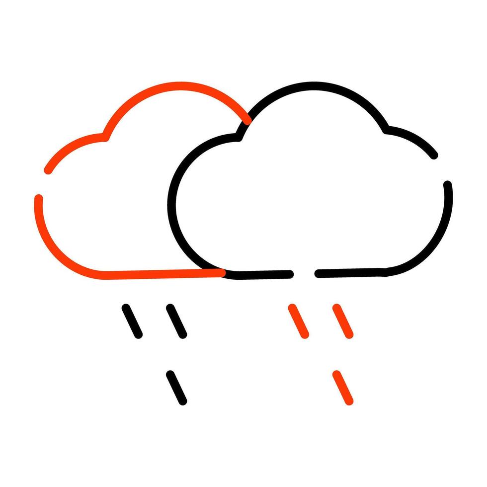 Cloud with raindrops, icon of rainfall vector