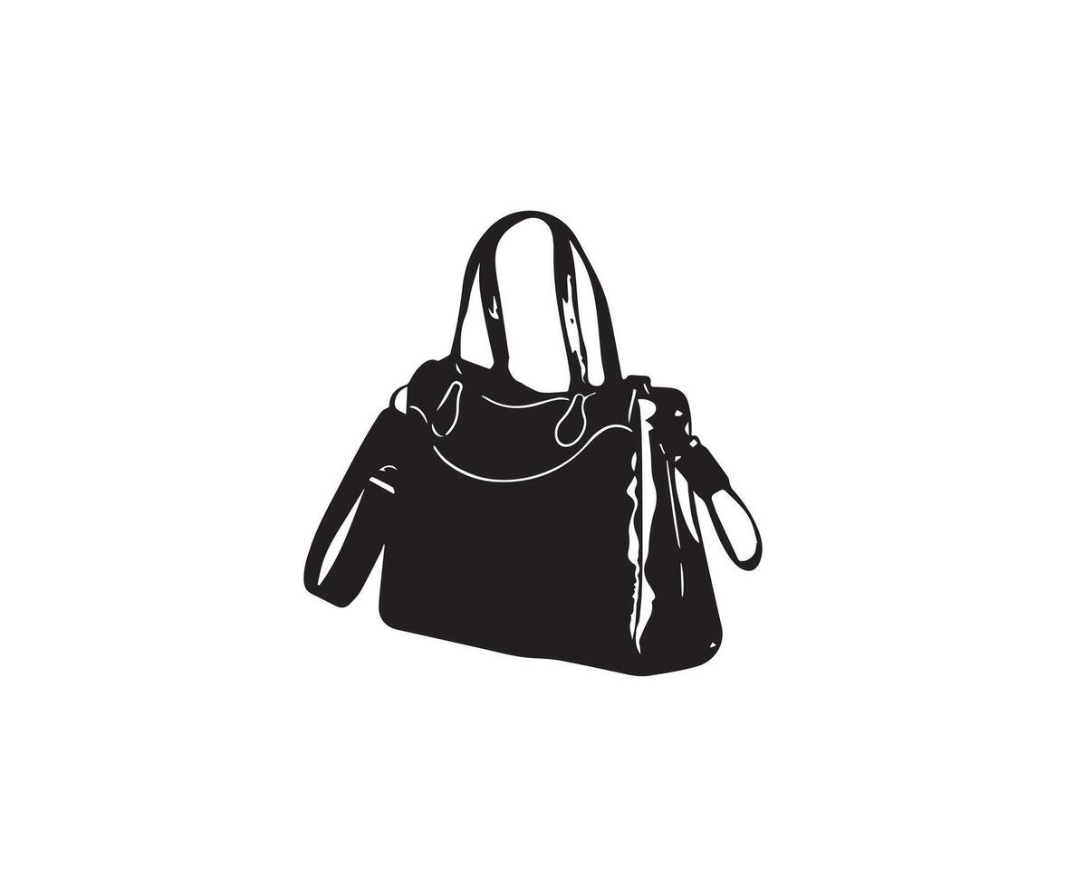 señoras bolso icono. negro y blanco ilustración de mujer bolso vector