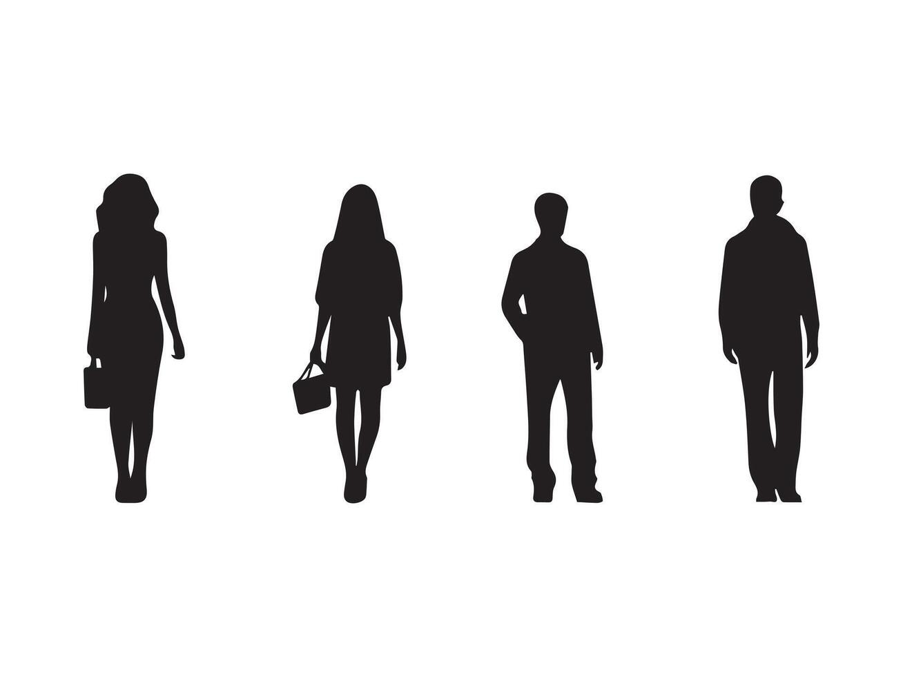 Vector set of silhouettes of people on a white background. Women and men