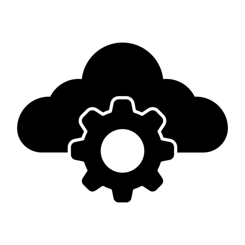 A conceptual solid design icon of cloud setting vector