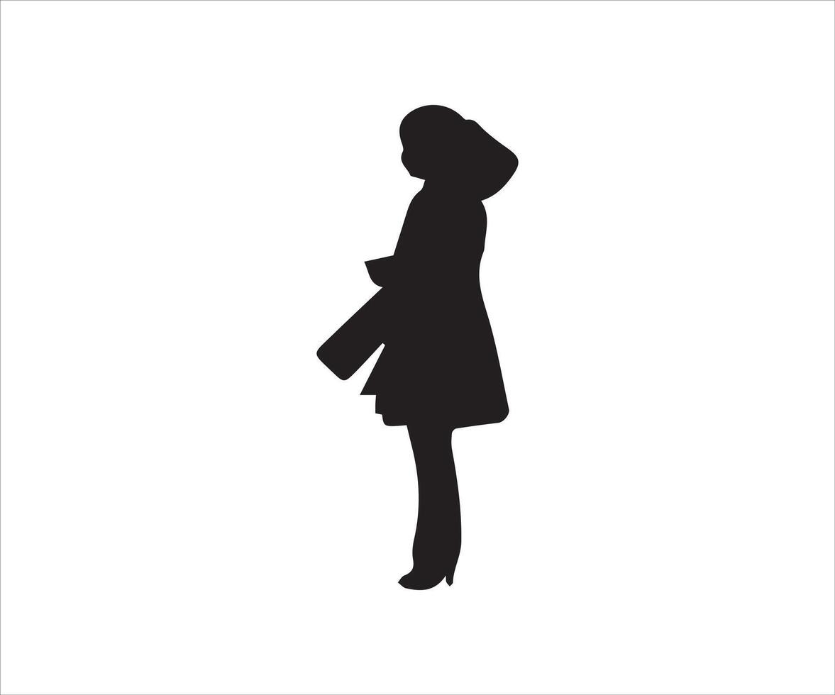 silueta de un niña en un blanco antecedentes. vector ilustración.