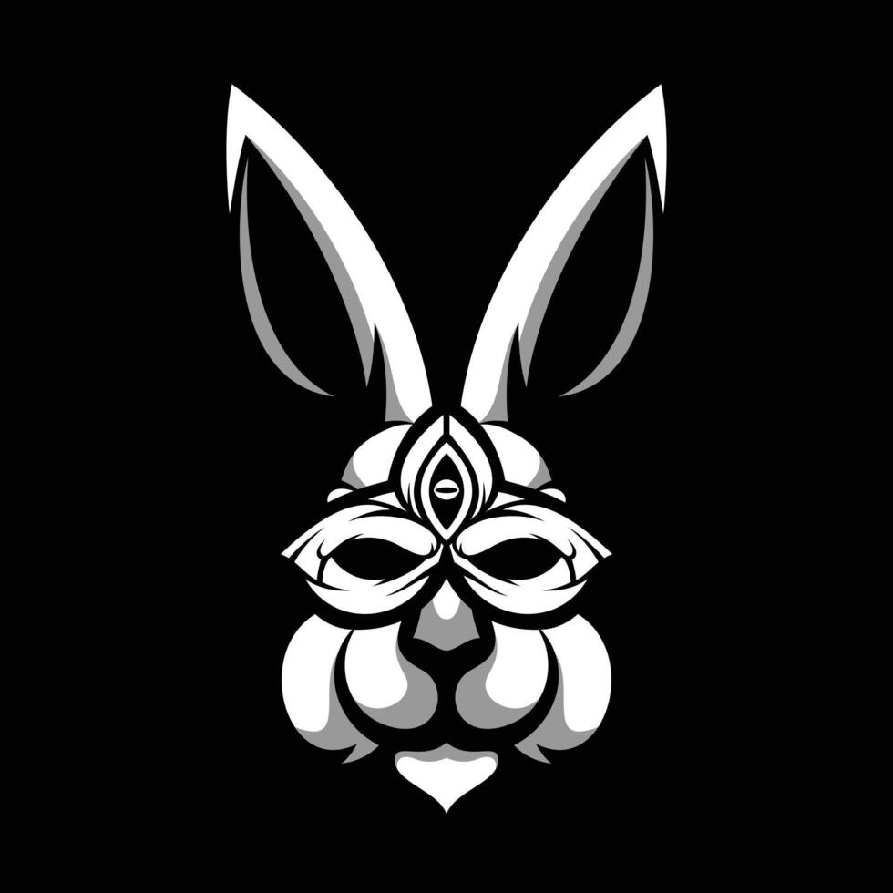 Rabbit Masked Black and White vector