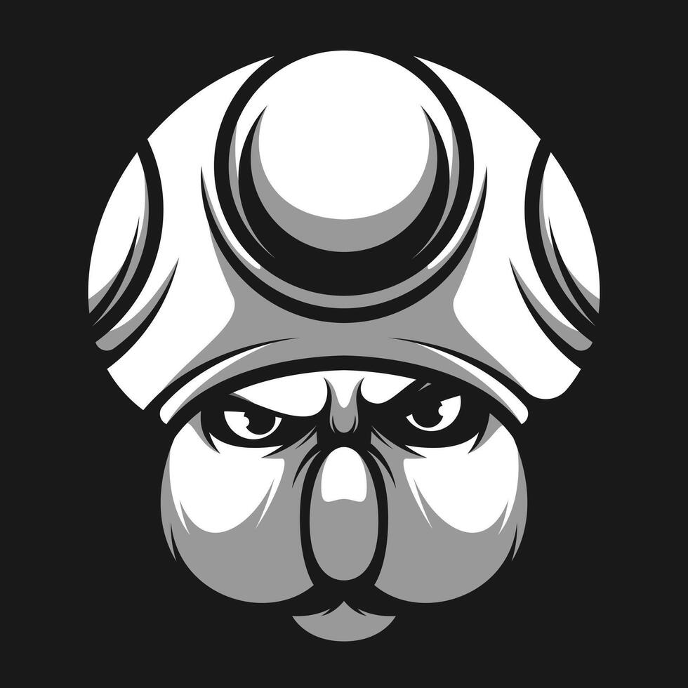 Koala Mushroom Hat Black and White vector