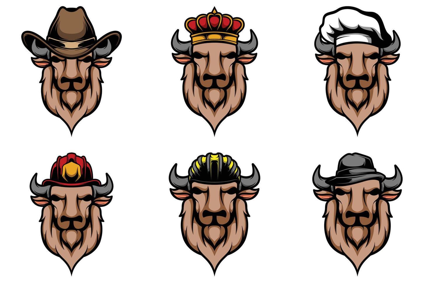 Buffalo Heads Bundle vector