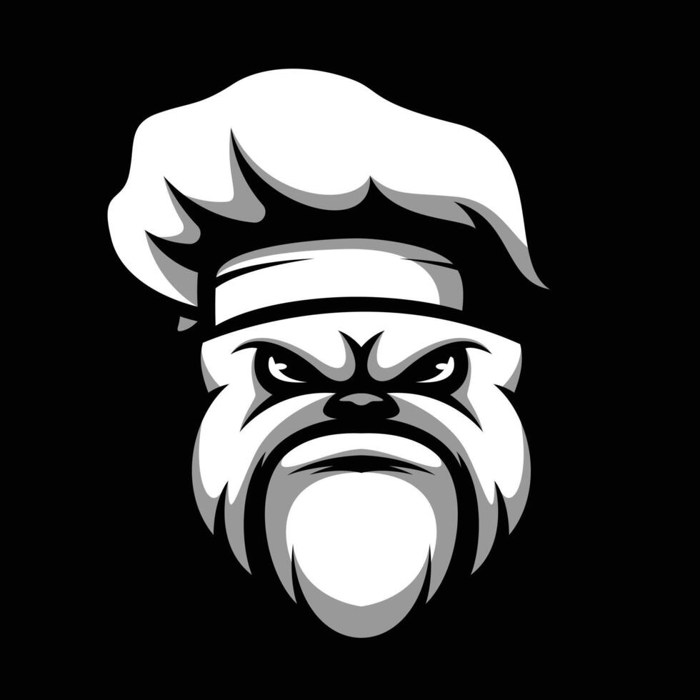 Bulldog Chef Black and White vector