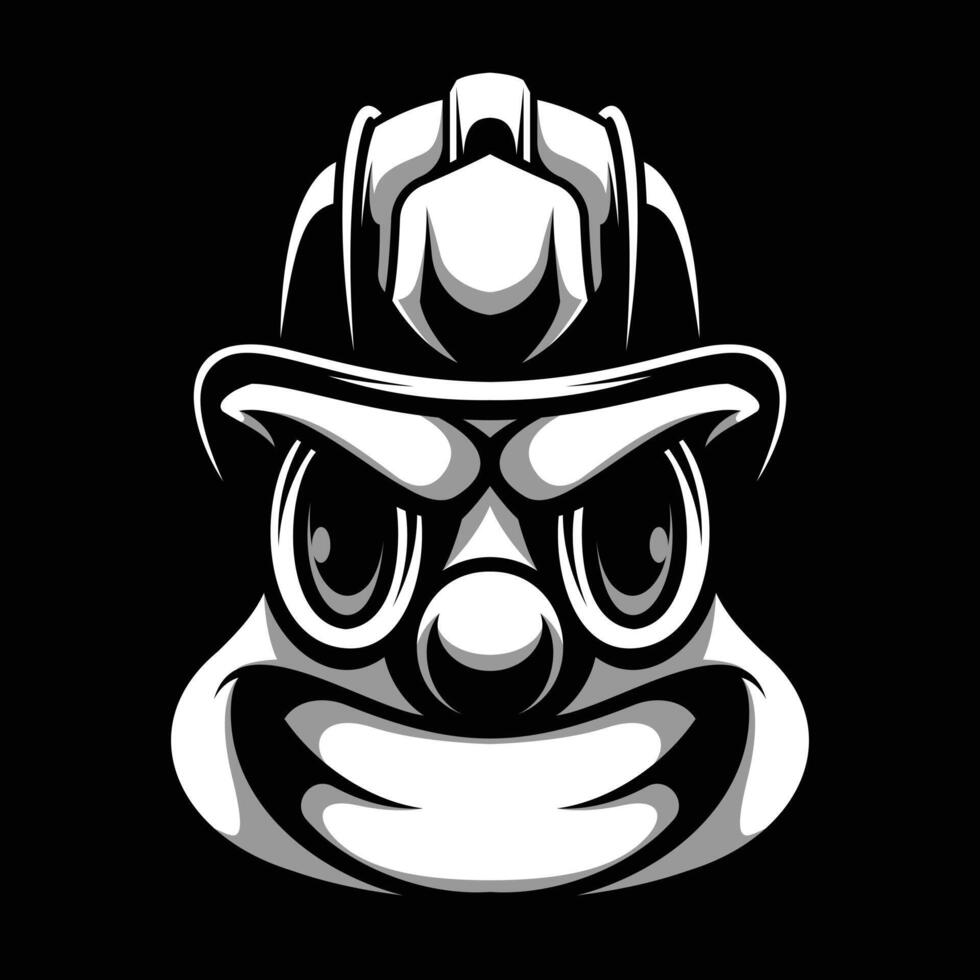 Clown Firefighter Black and White vector
