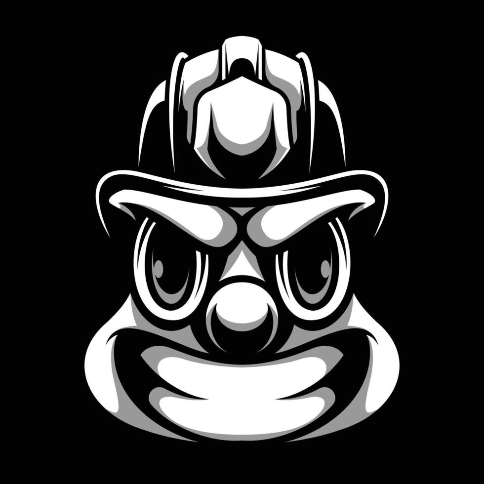 Clown Firefighter Black and White vector