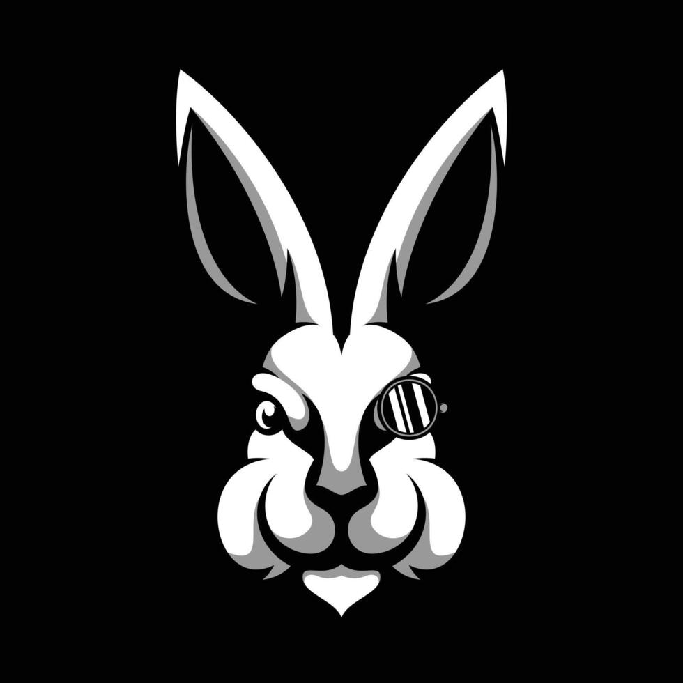 Rabbit Glasses Black and White vector