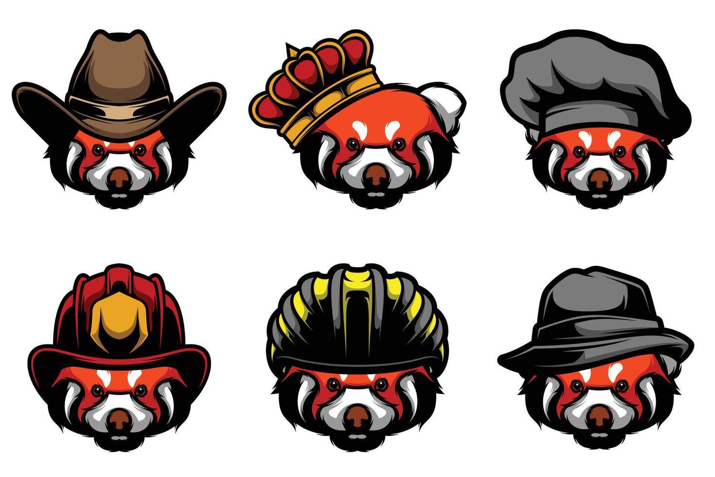 Red Panda Heads Bundle vector