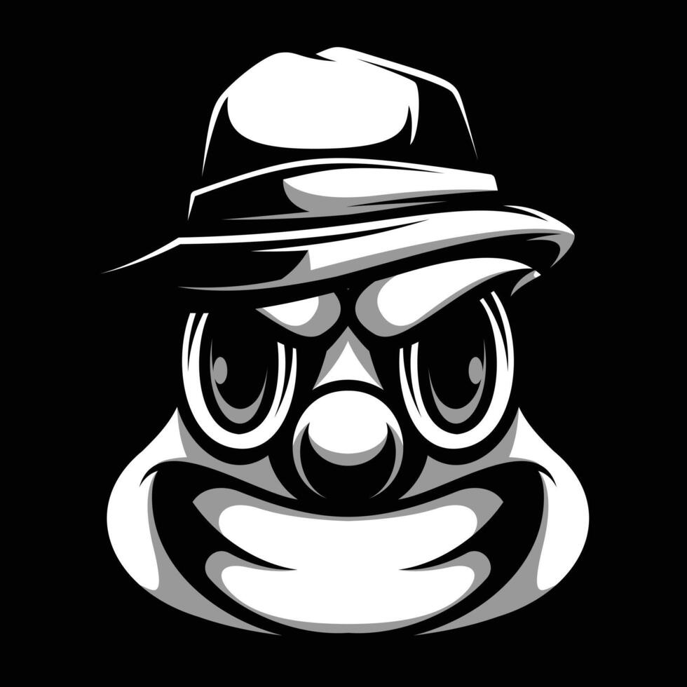 payaso fedora sombrero negro y blanco vector