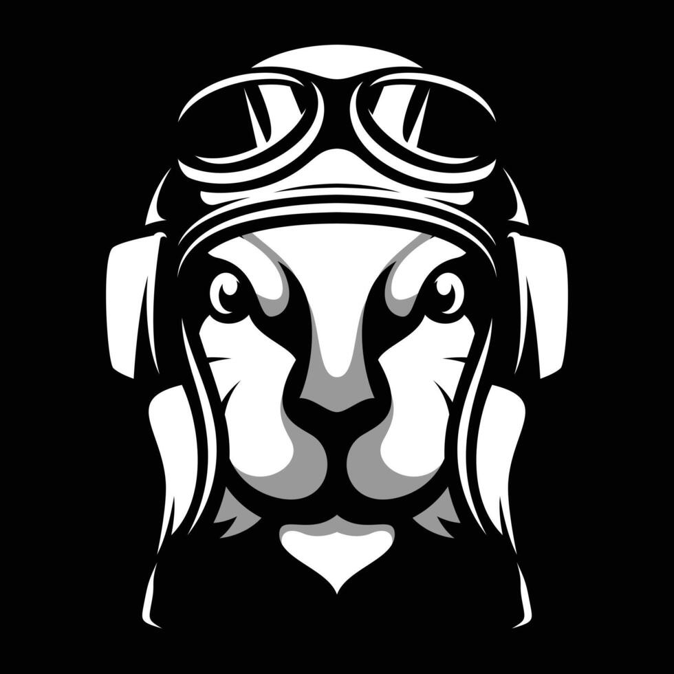 Rabbit Pilot Black and White vector