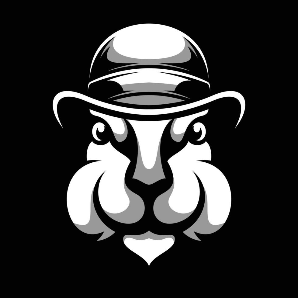 Rabbit Bow Hat Black and White vector