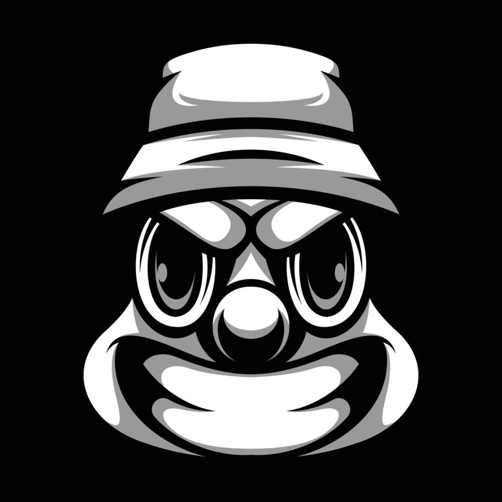 Clown Bucket Hat Black and White vector