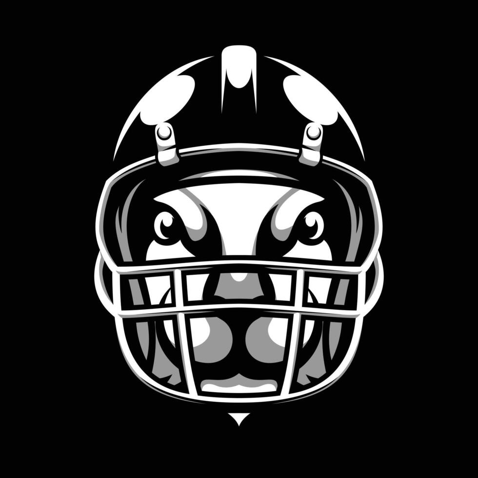 Conejo rugby casco negro y blanco vector
