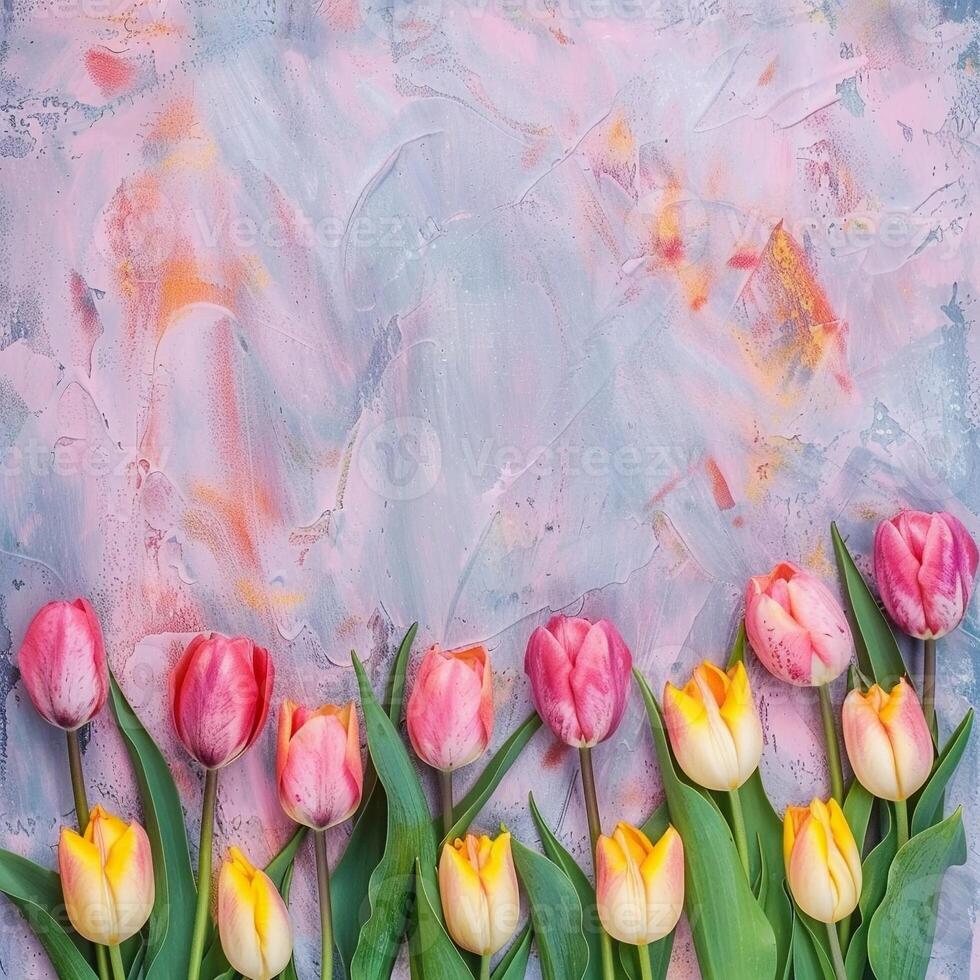 AI generated AI Generated Mother's day, Valentine's Day background concept with tulip flower. photo