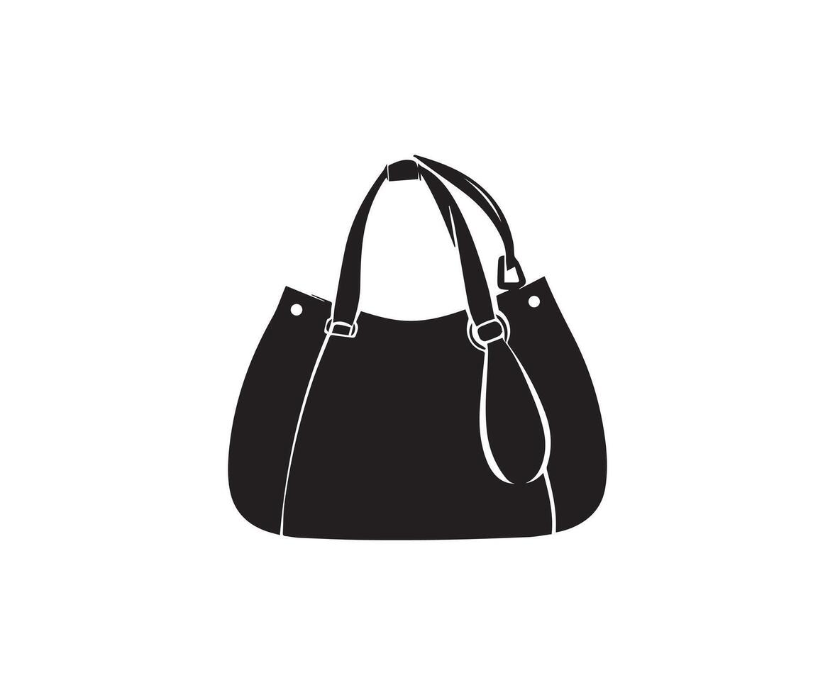 señoras bolso icono. negro y blanco ilustración de mujer bolso vector