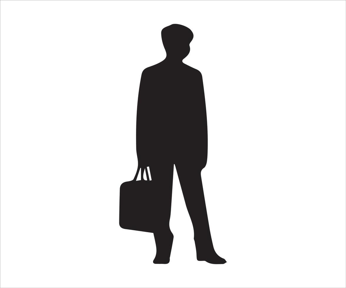 Businessman black silhouette isolated on white background. Vector Illustration.