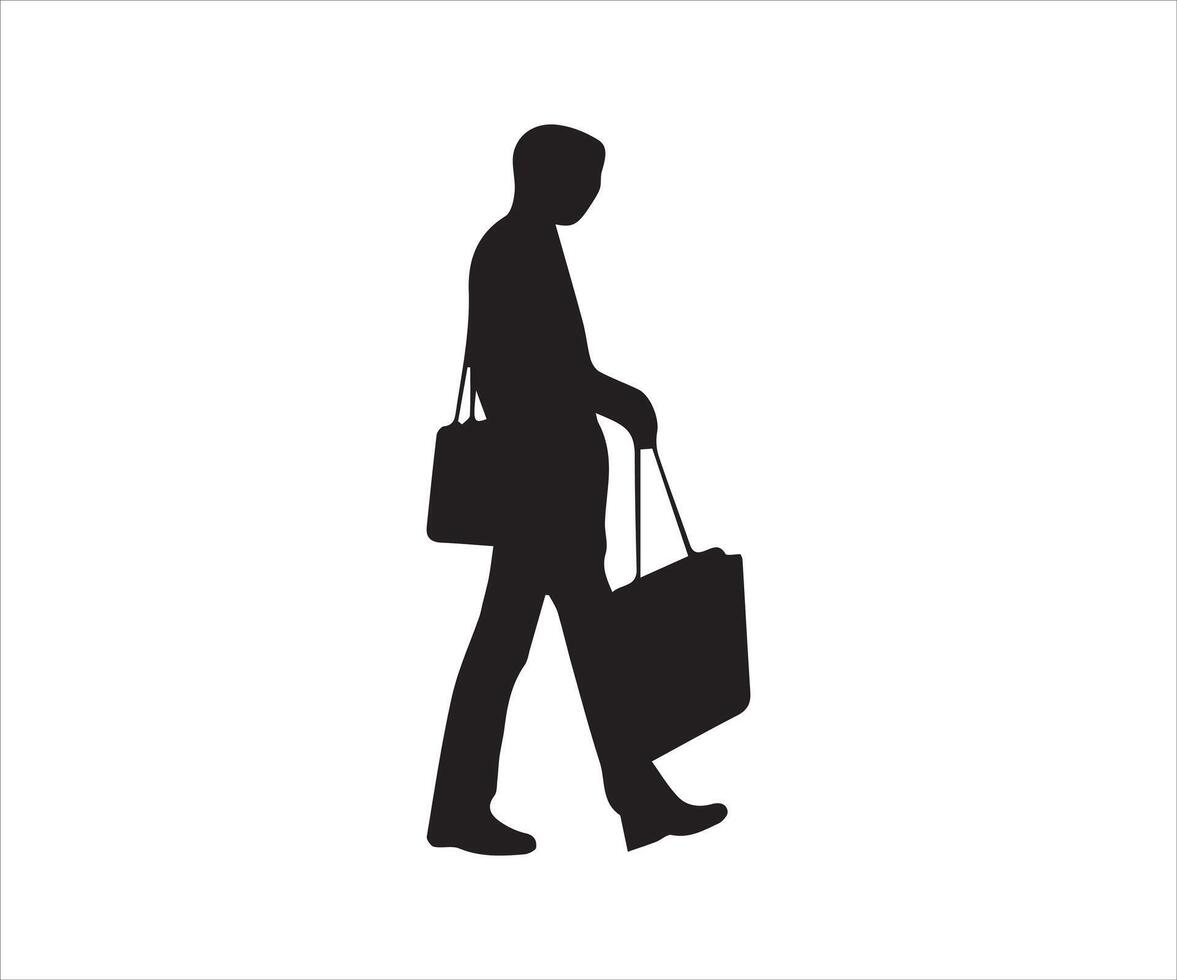 Businessman black silhouette isolated on white background. Vector Illustration.