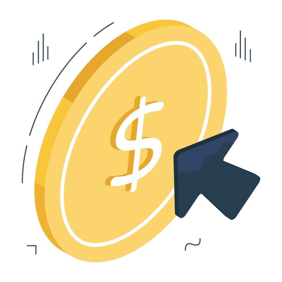 Conceptual isometric design icon of pay per click vector