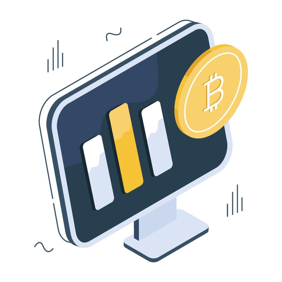 Premium download icon of online bitcoin analytics vector