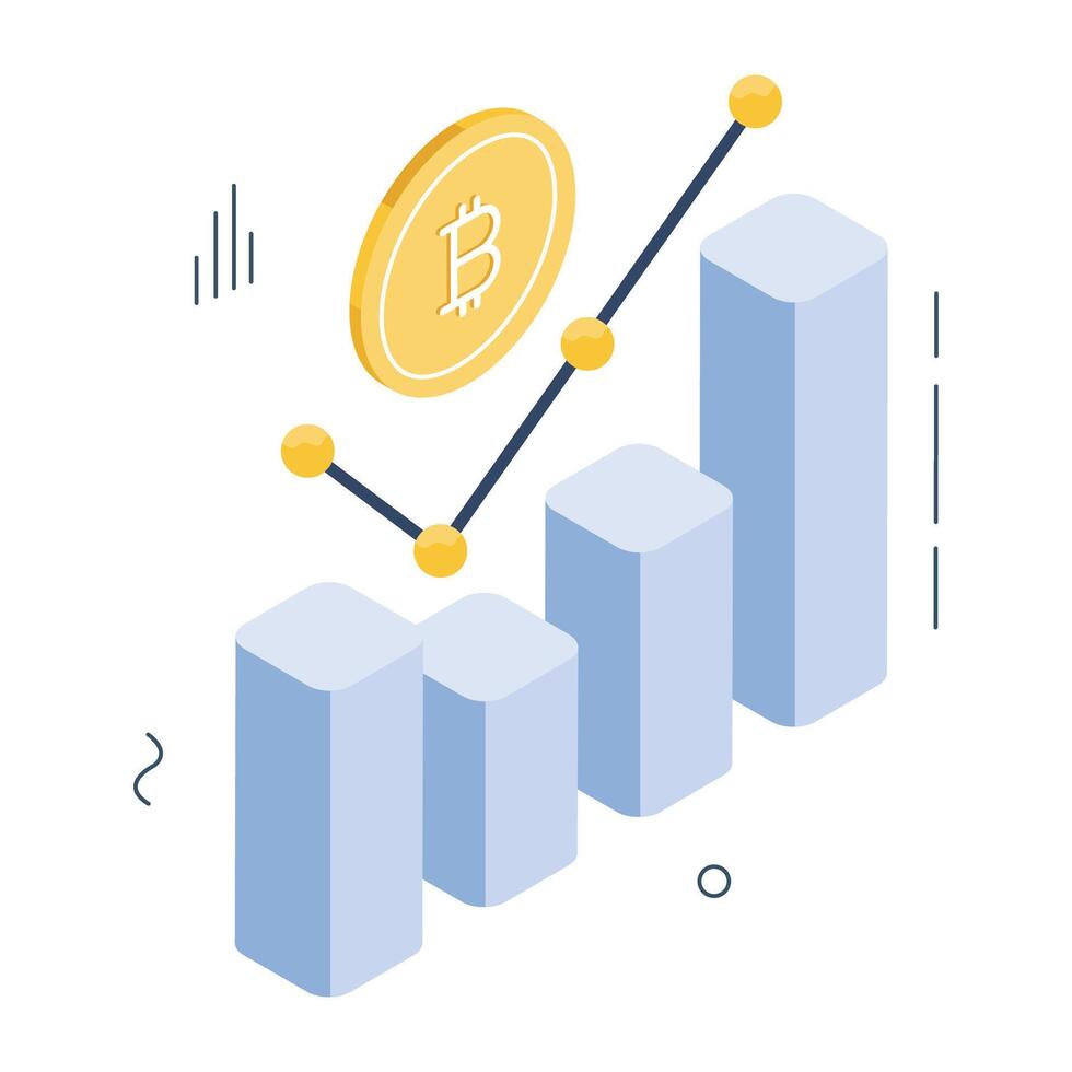 Trendy design icon of bitcoin analytics vector