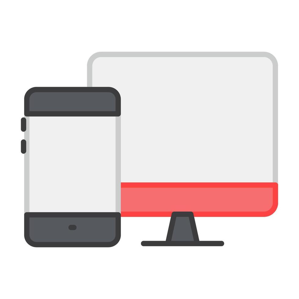 Mobile phone with monitor, icon of responsive design vector