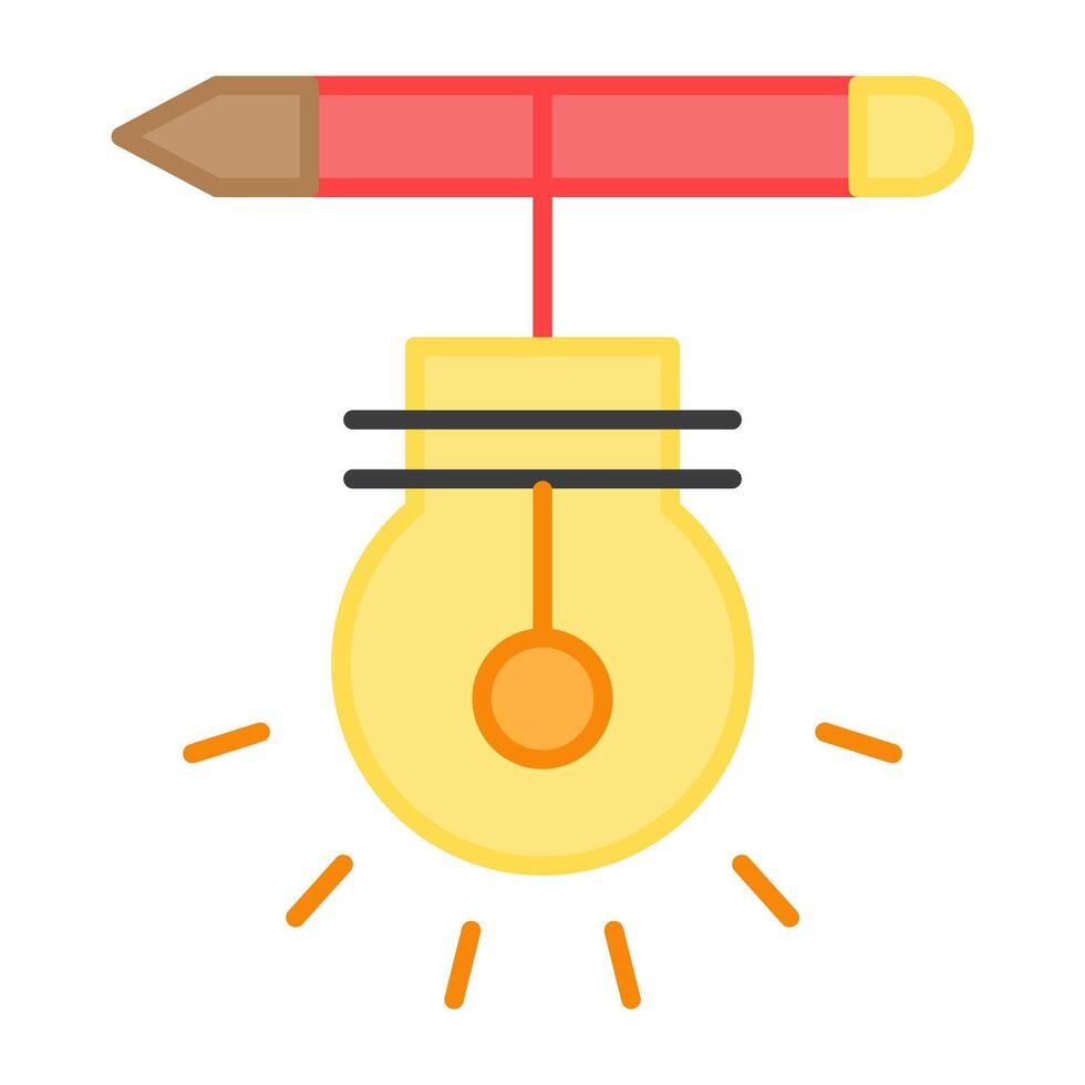 Pencil with lightbulb, concept of creative writing icon vector