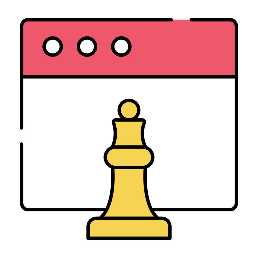 Chess piece on web page, concept of digital strategy vector