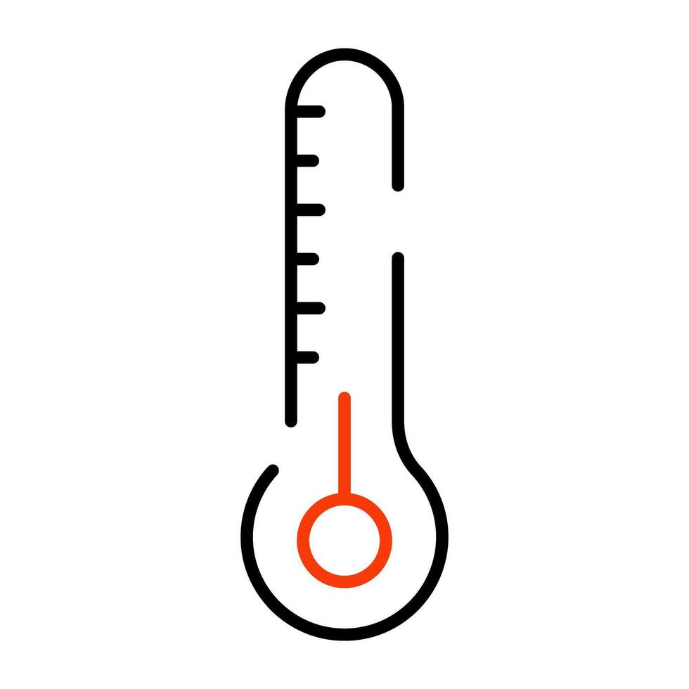 A temperature gauge icon, linear design of thermometer vector