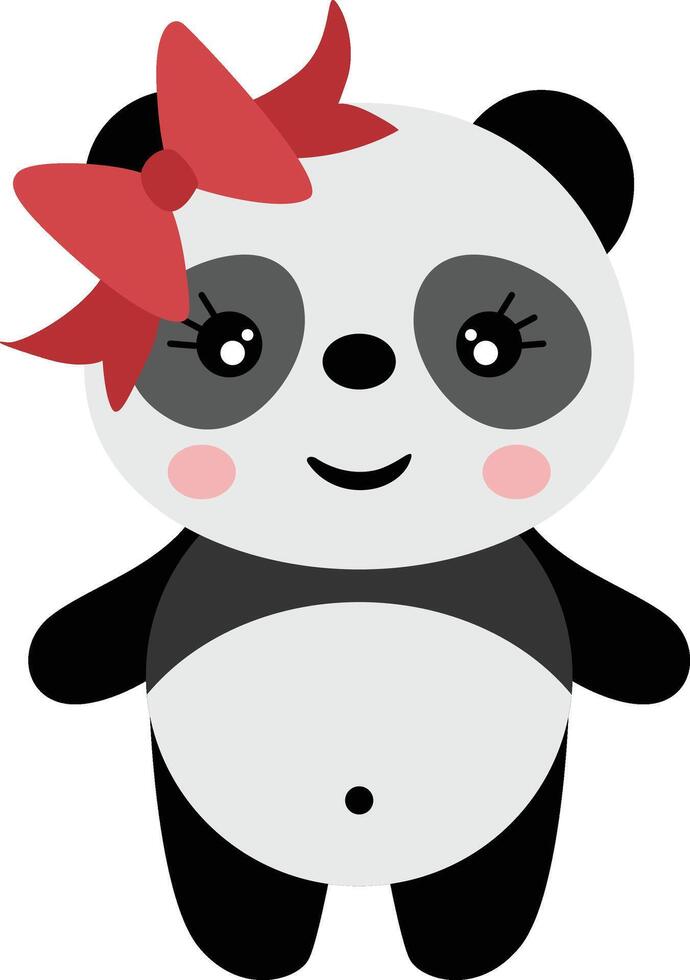 Cute panda girl with bow vector
