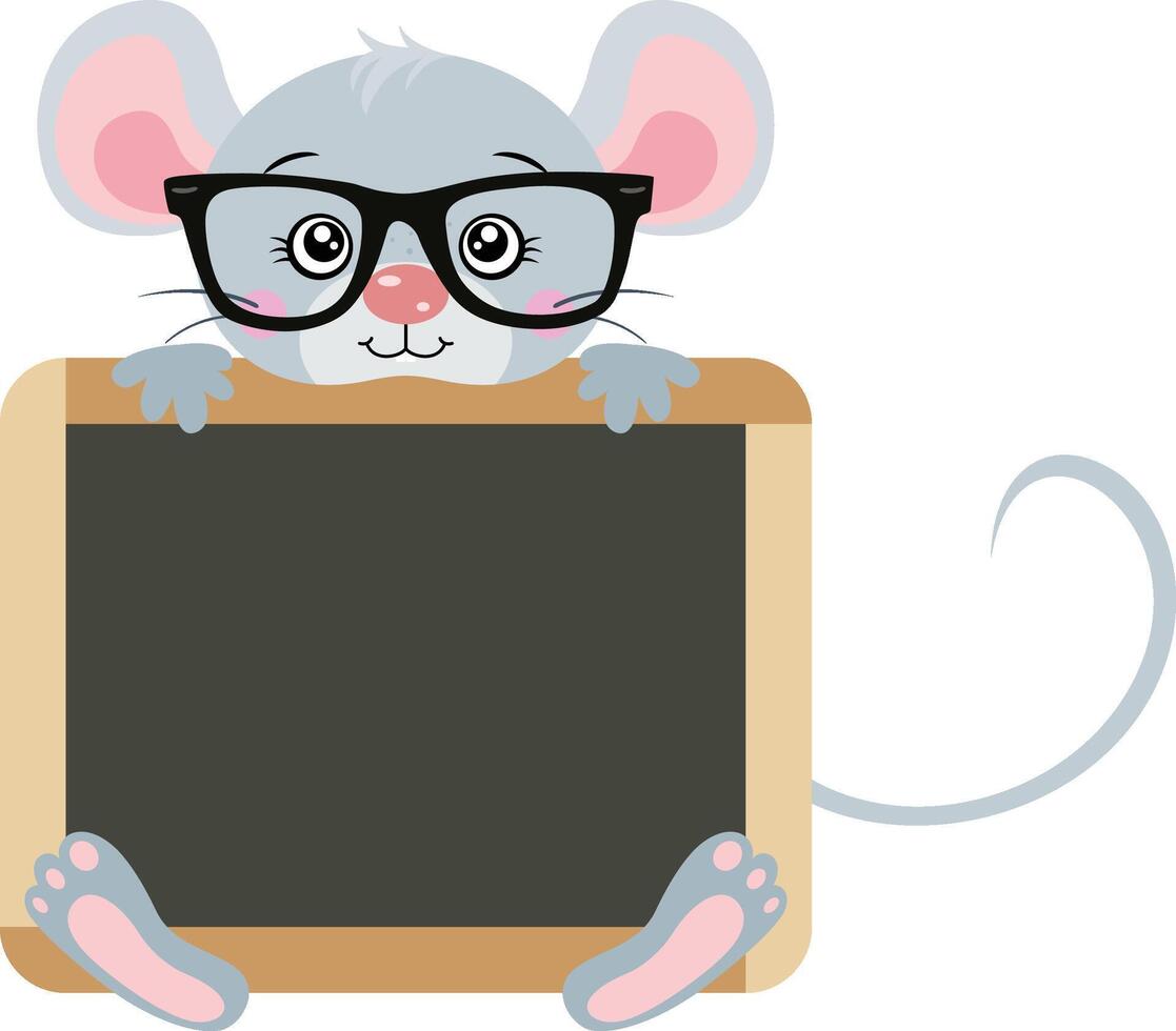 Mouse teacher with school blackboard vector