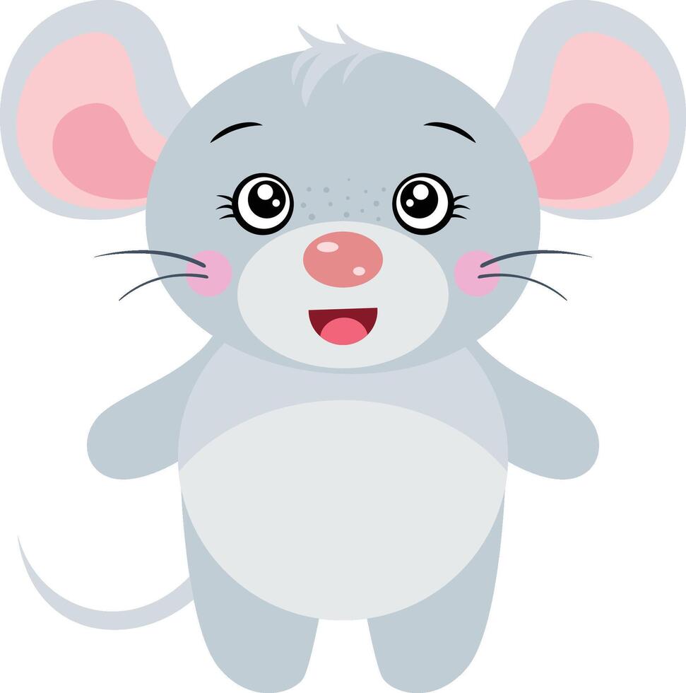 simpático gris ratón aislado en blanco vector