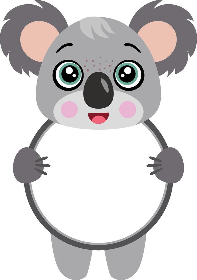 Cute and funny koala round frame vector