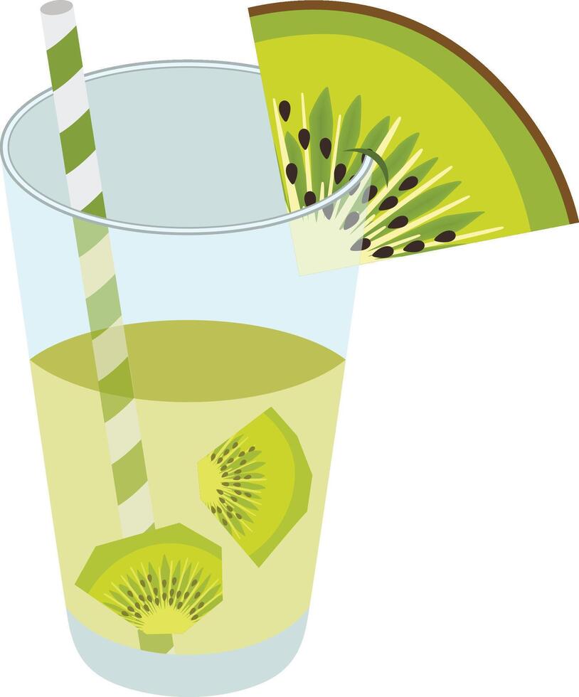 Glass of kiwi juice summer refreshment vector