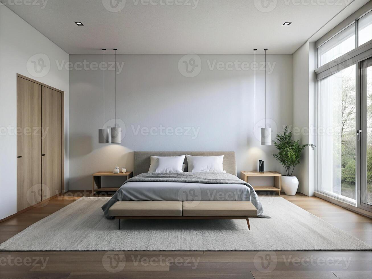 ai generado dormitorio estilo minimalista foto