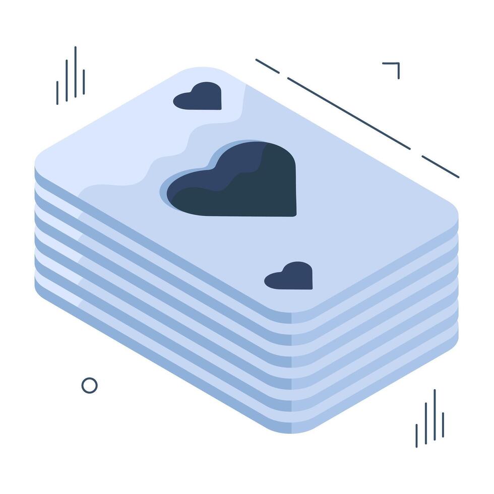 A isometric design of poker cards icon vector