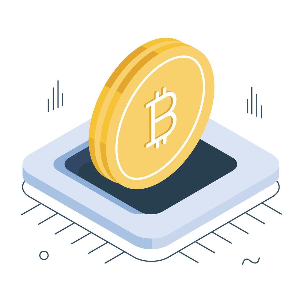 A unique design icon of bitcoin processor vector