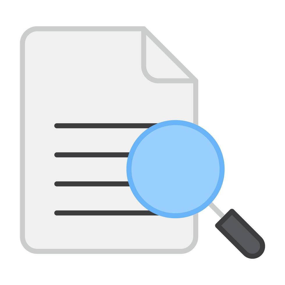 Paper under magnifying glass, icon of search document vector