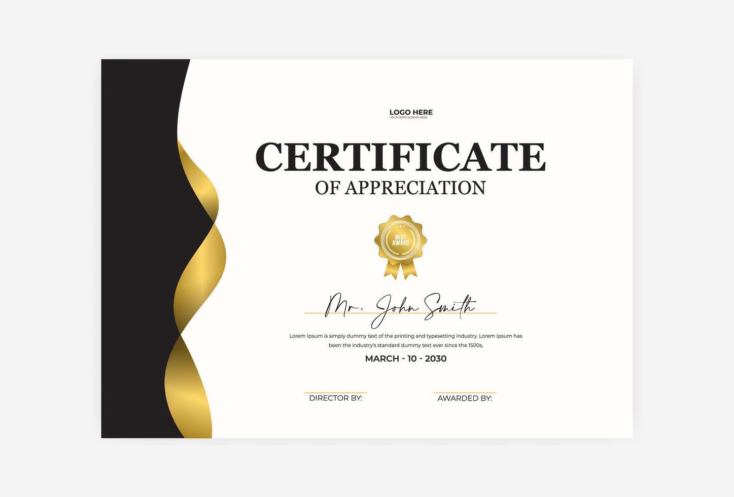 Modern abstract certificate template design vector