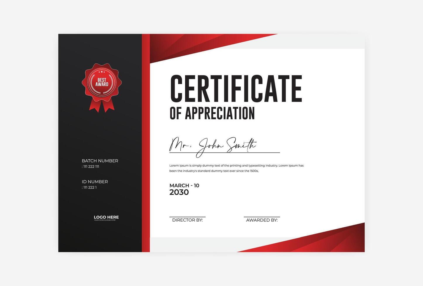 Modern abstract certificate template design vector