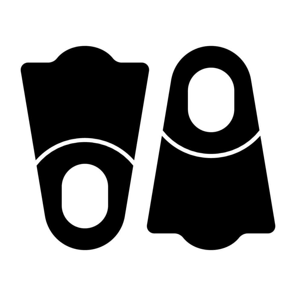 A solid design icon of swimming fins, diving accessory vector