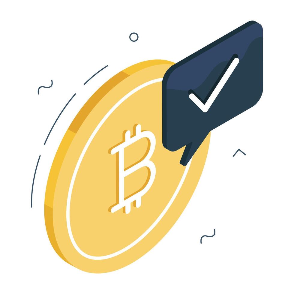 un icono diseño de verificado bitcoin vector