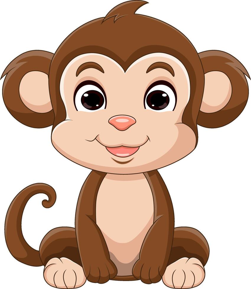Cute baby monkey cartoon sitting vector