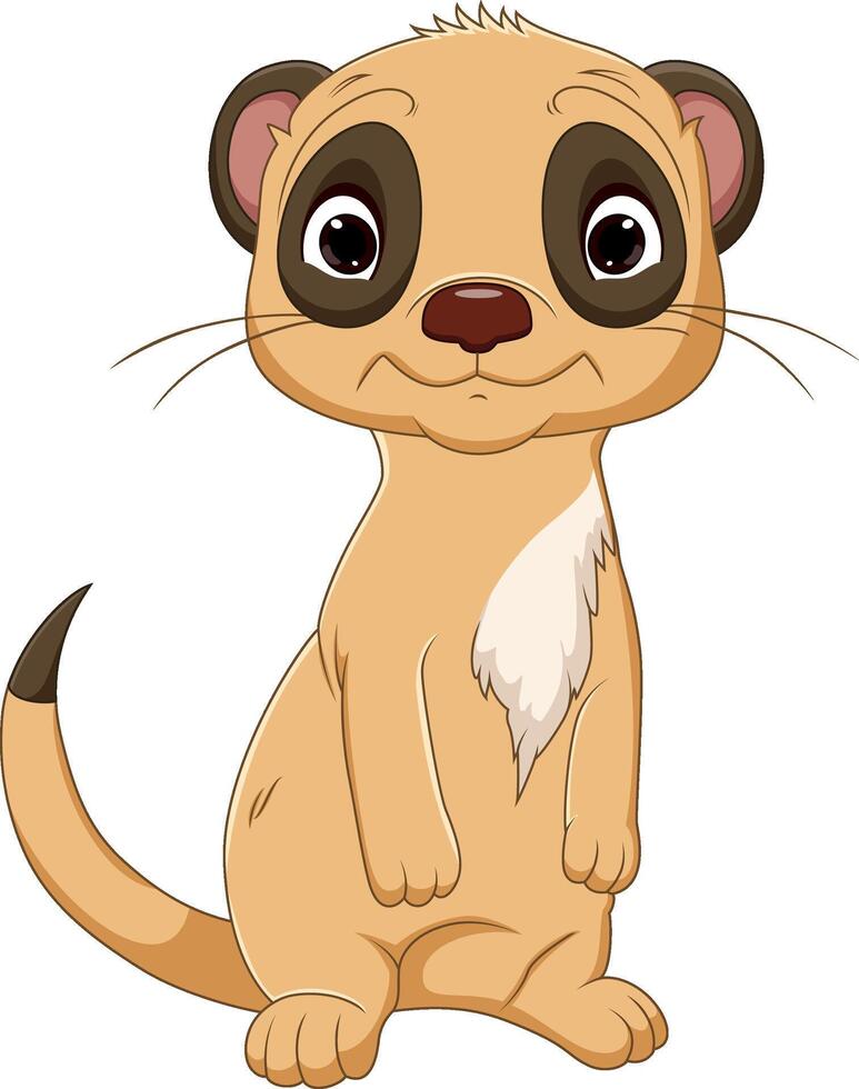 Cute meerkat cartoon on white background vector