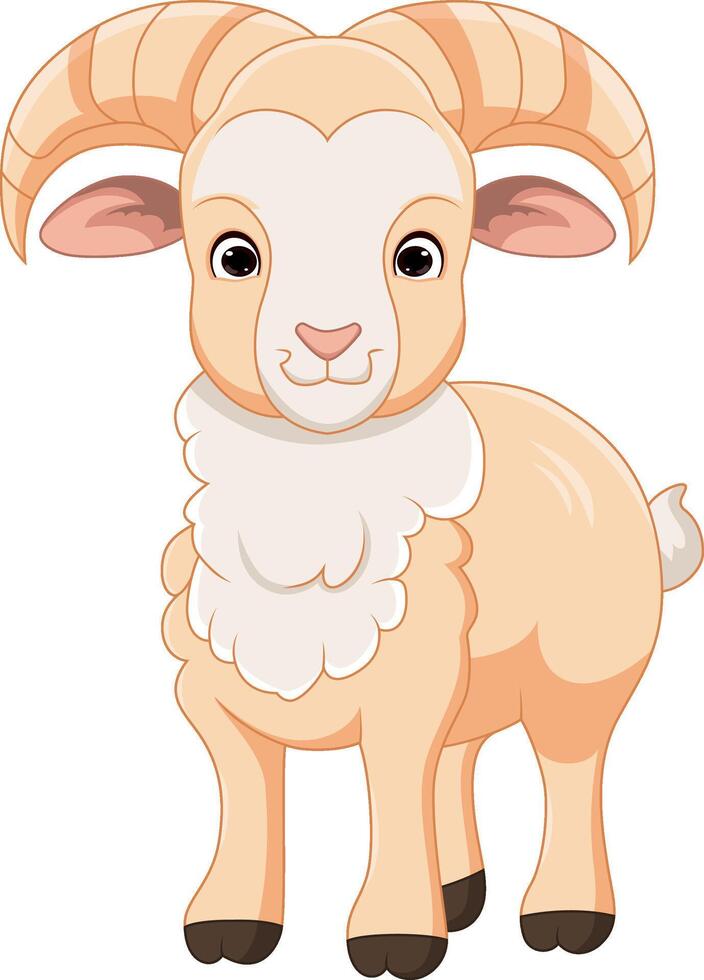 Cute goat cartoon on white background vector
