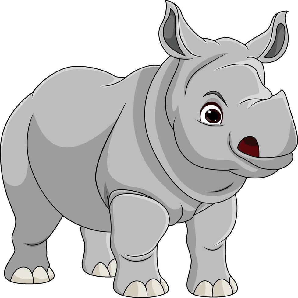 Cute rhino cartoon on white background vector