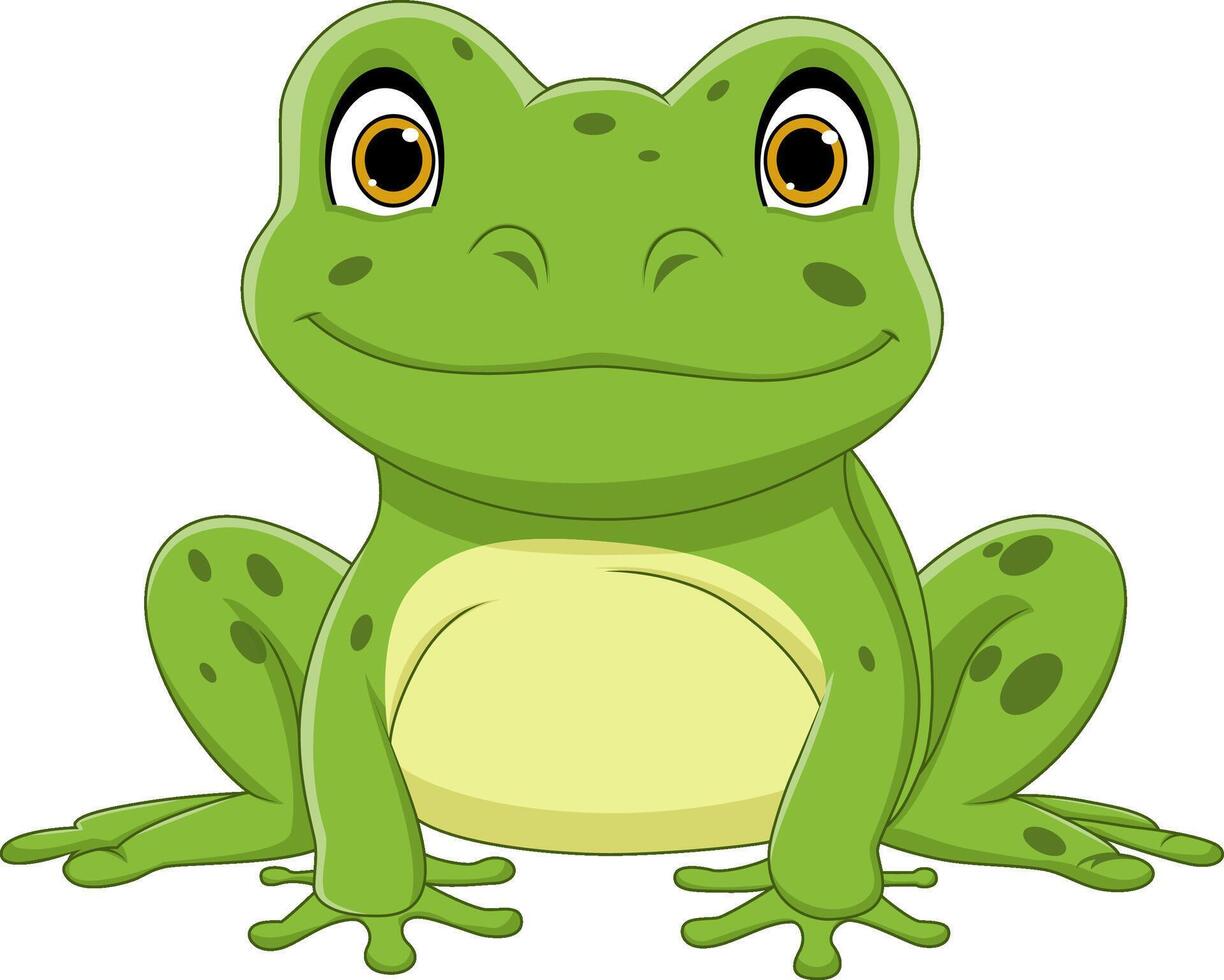 Cute frog cartoon on white background vector