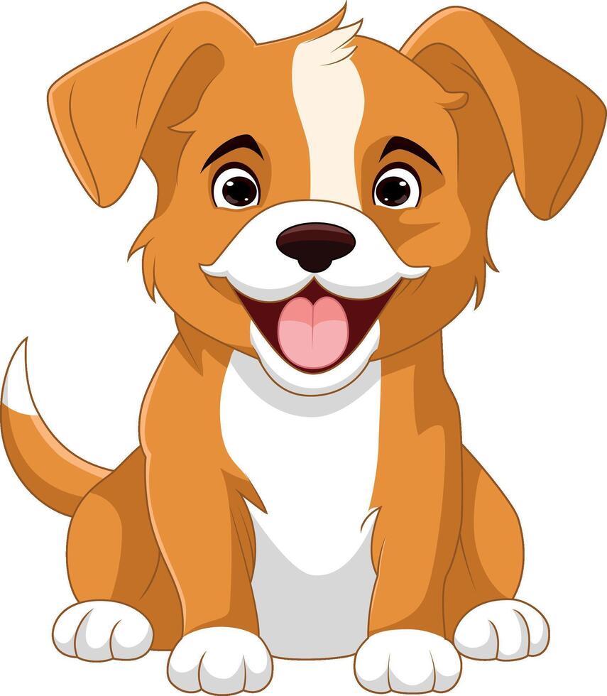 Cute little dog cartoon sitting vector