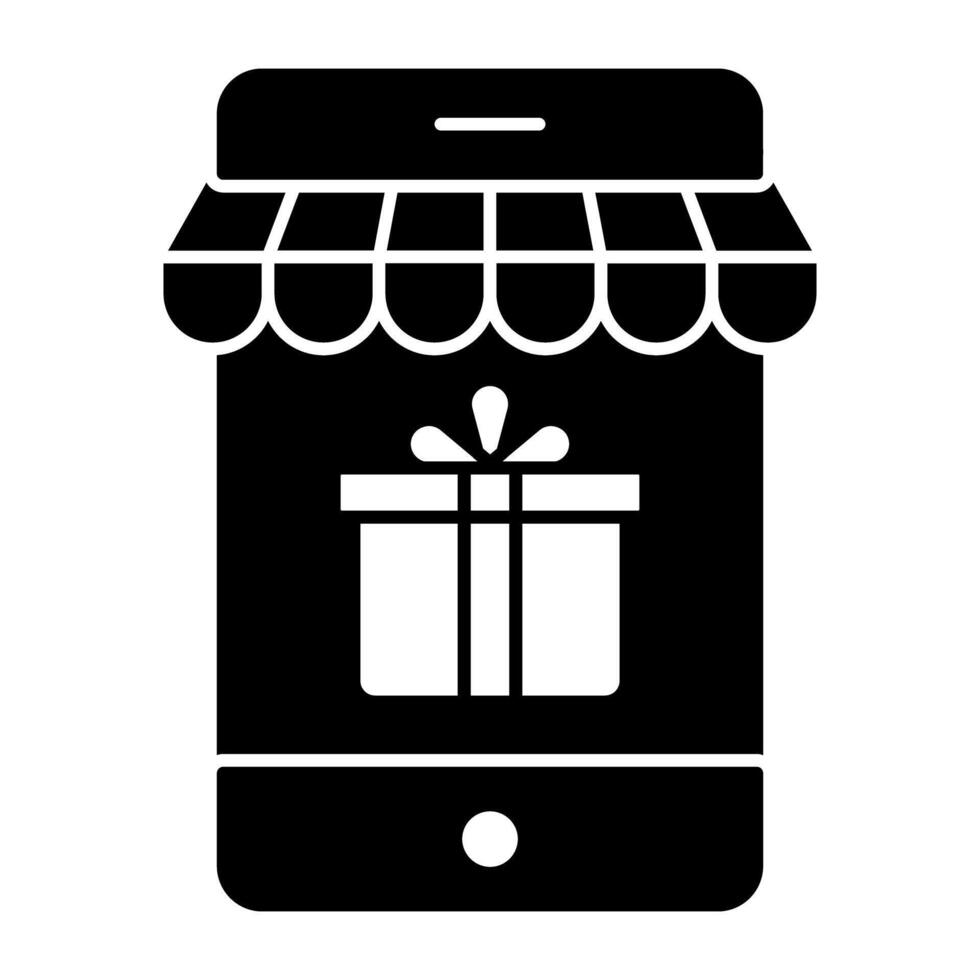 Icon of mobile shopping, handcart inside smartphone vector