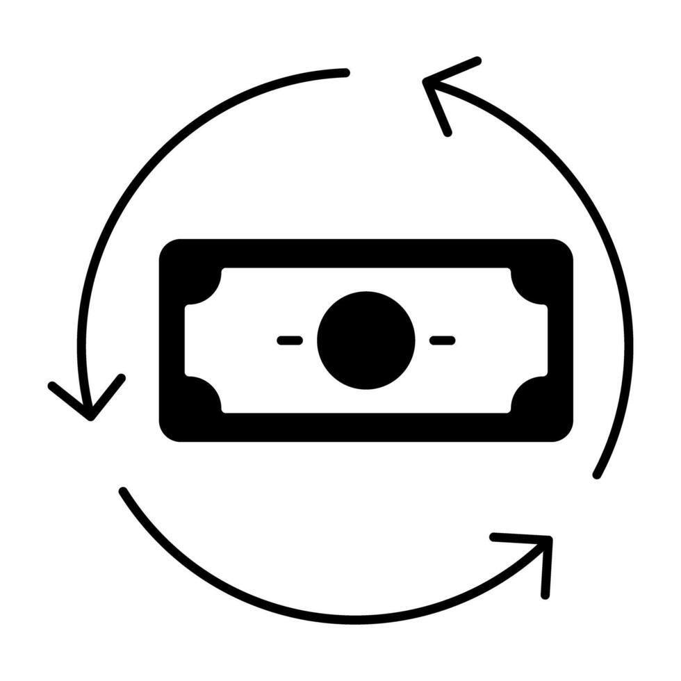 billete de banco con giratorio flechas demostración concepto de dinero rotación vector